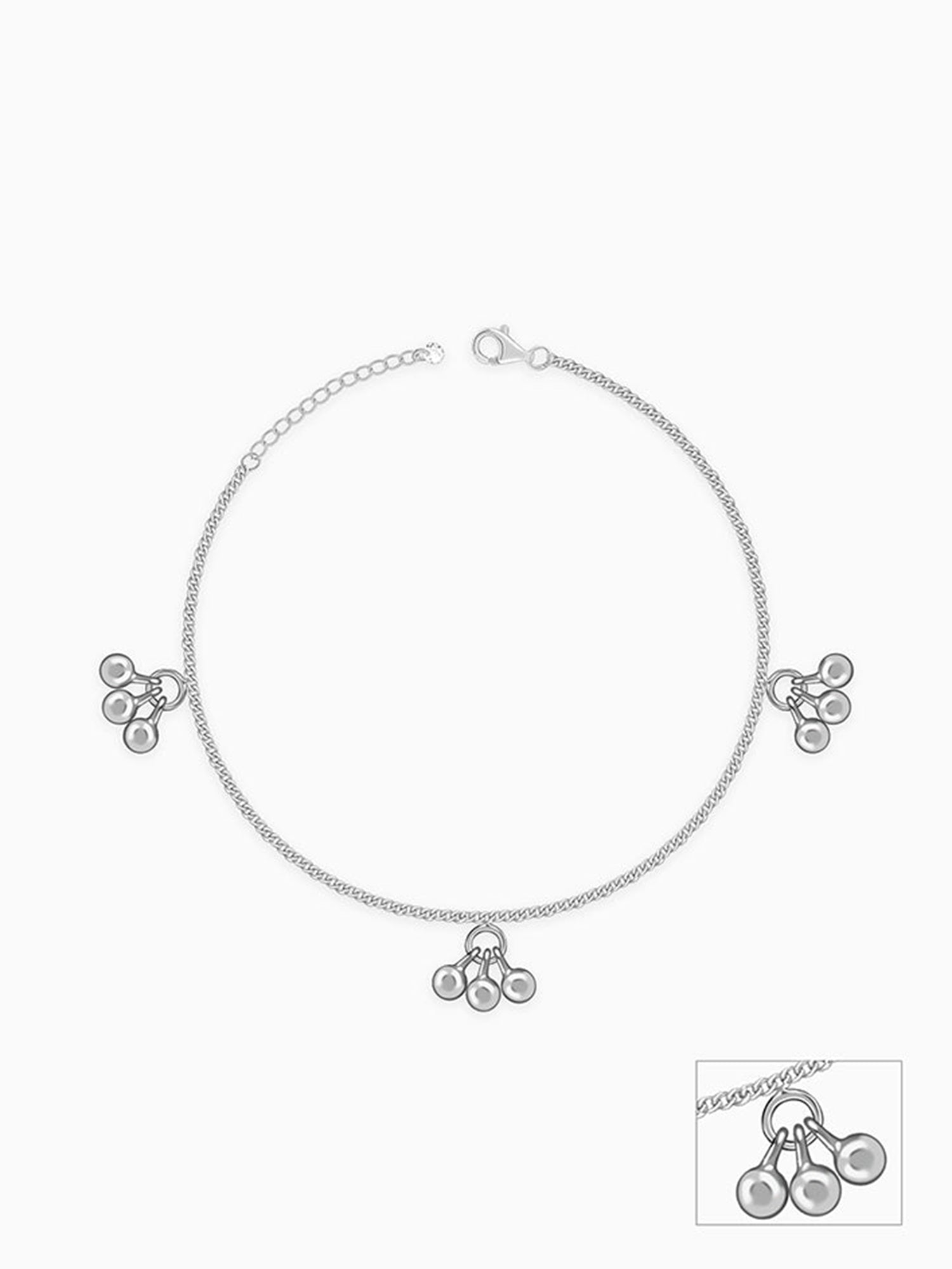Silver Cute Orb Kids Anklet (1 - 5 Years)