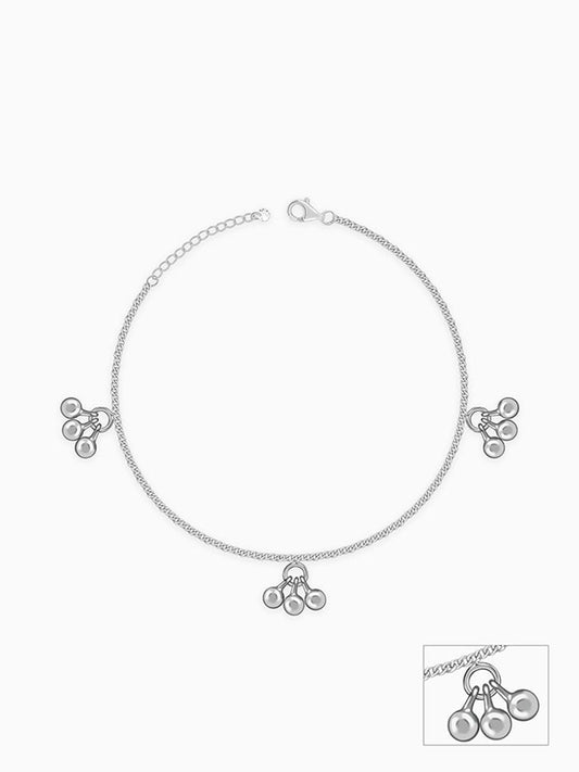 Silver Cute Orb Kids Anklet (1 - 5 Years)