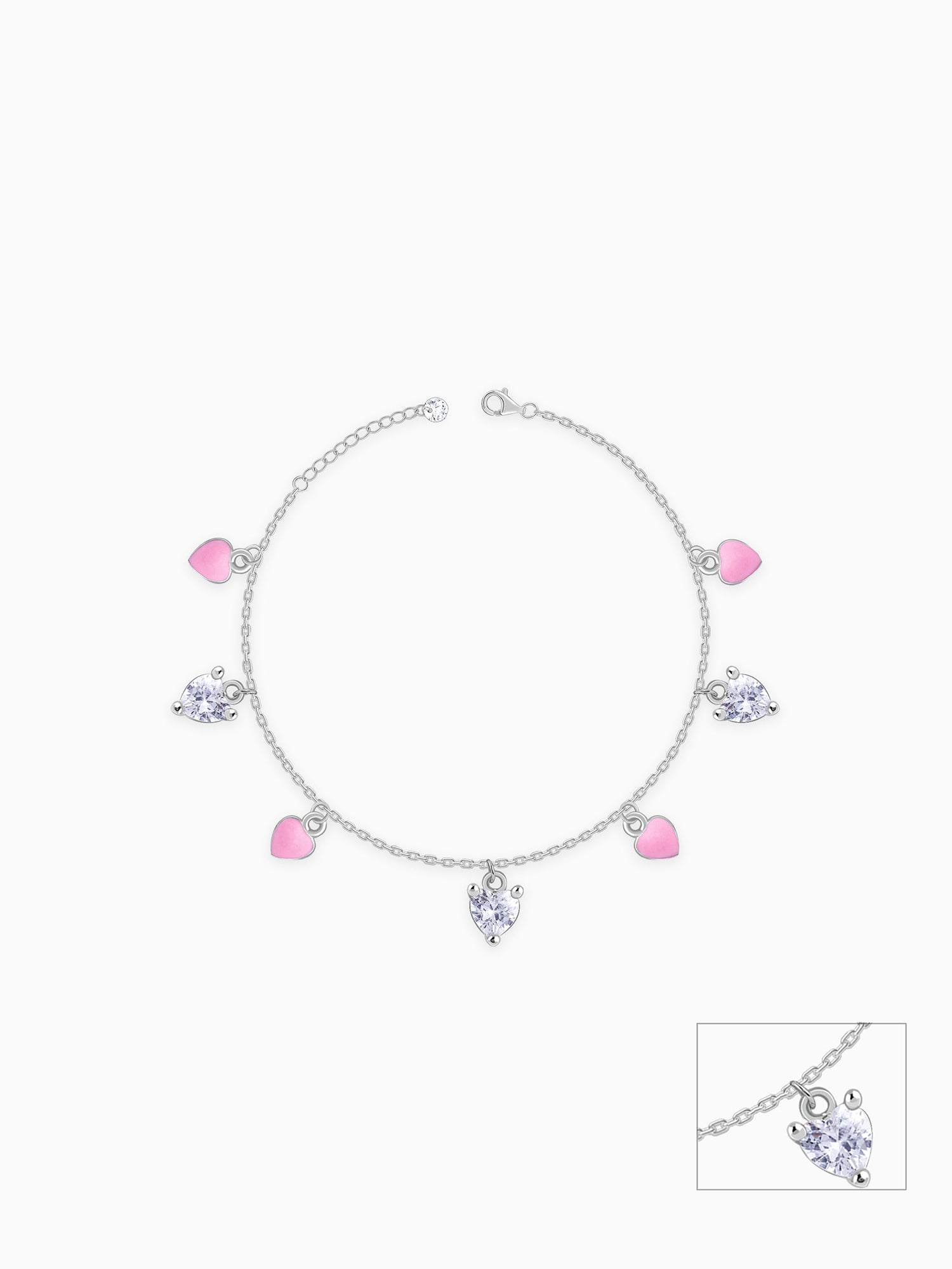 Silver Rosy Heartlet Kids Anklet (0 - 1 Years)