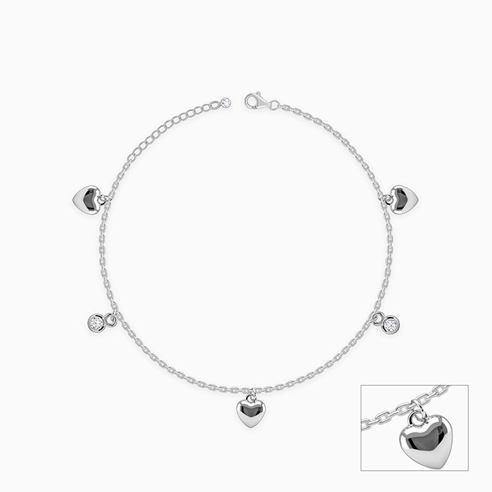 Silver Sweetheart Charm Kids Anklet (1 - 5 Years)