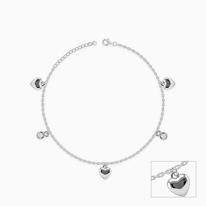 Silver Sweetheart Charm Kids Anklet (1 - 5 Years)