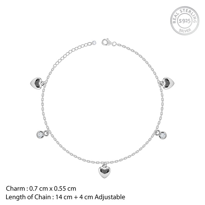 Silver Sweetheart Charm Kids Anklet (1 - 5 Years)