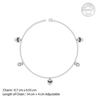 Silver Sweetheart Charm Kids Anklet (1 - 5 Years)
