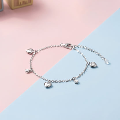 Silver Sweetheart Charm Kids Anklet (1 - 5 Years)