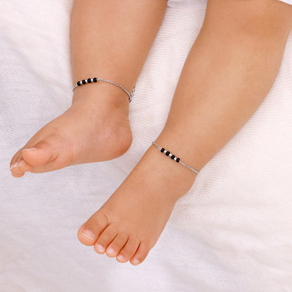 (Pair) Silver Minimal Nazariya Kids Anklets