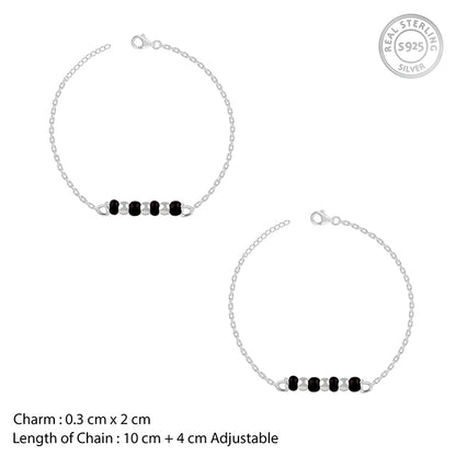 (Pair) Silver Minimal Nazariya Kids Anklets