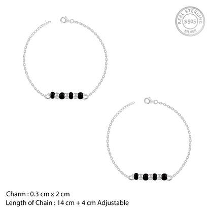 Silver Minimal Nazariya Kids Anklet Pair