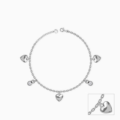 Silver Sparkle Hearts Kids Anklet (0 - 1 Years)