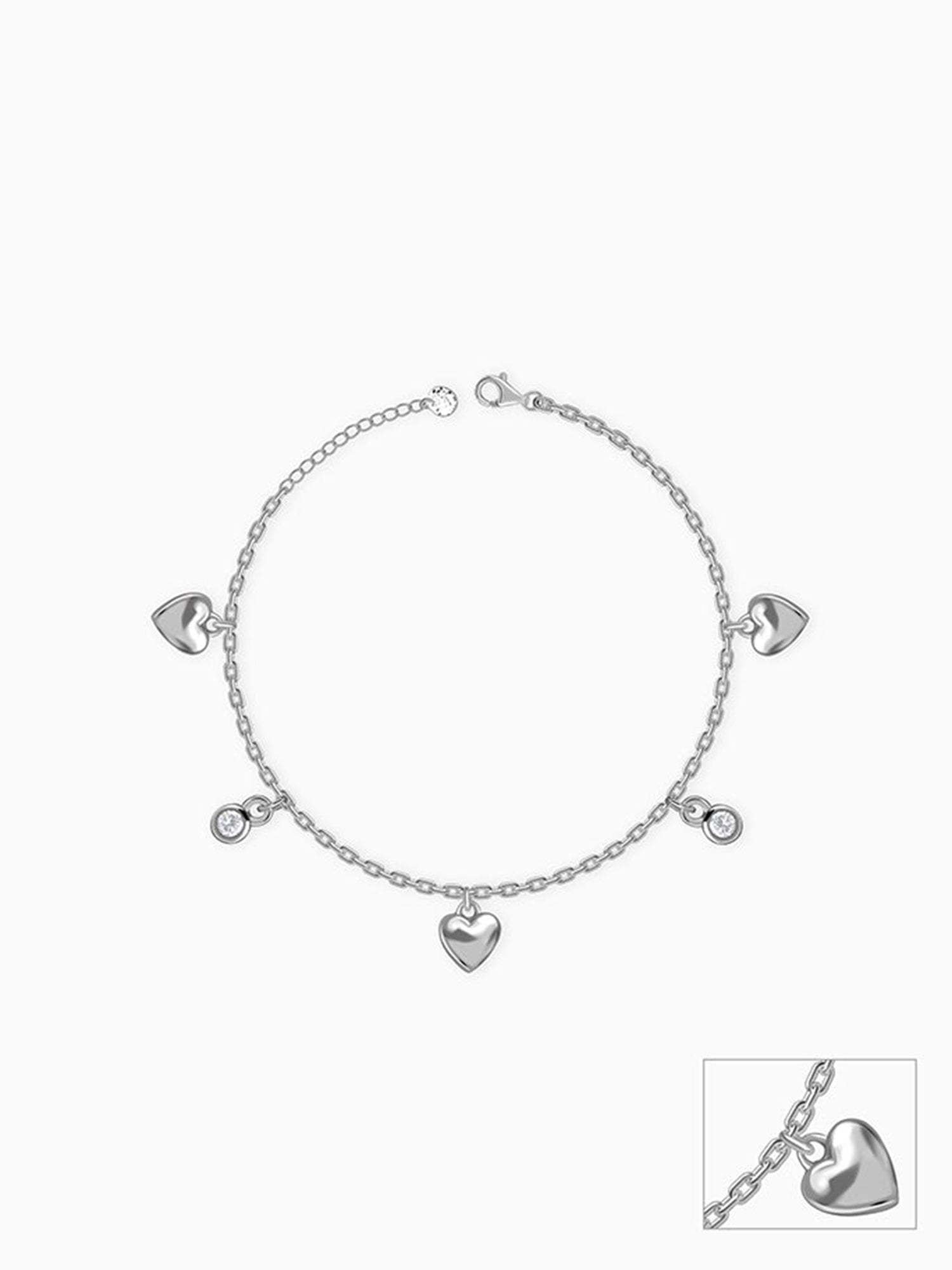 Silver Sparkle Hearts Kids Anklet (0 - 1 Years)