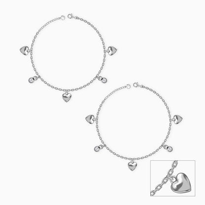 Silver Sparkle Hearts Kids Anklets (0 - 1 Years)