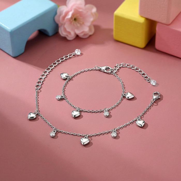 Silver Sparkle Hearts Kids Anklets (0 - 1 Years)
