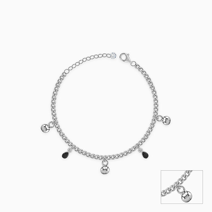 Silver Black Shiney Kids Anklet (0 - 1 Years)