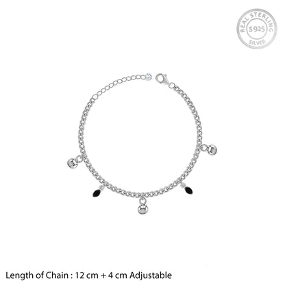 Silver Black Shiney Kids Anklet (0 - 1 Years)