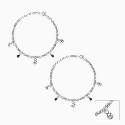Silver Black Shiney Kids Anklets (0 - 1 Years)