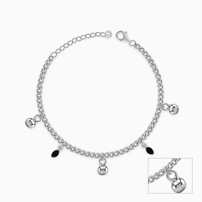 Silver Black Shine Kids Anklet (1 - 5 Years)