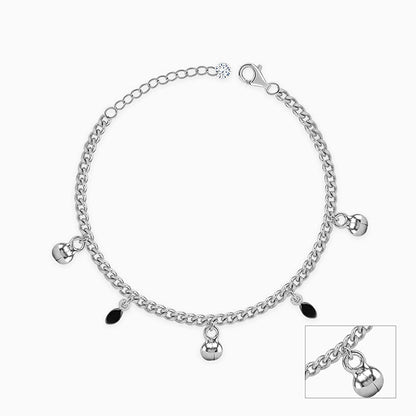 Silver Black Shine Kids Anklet (1 - 5 Years)