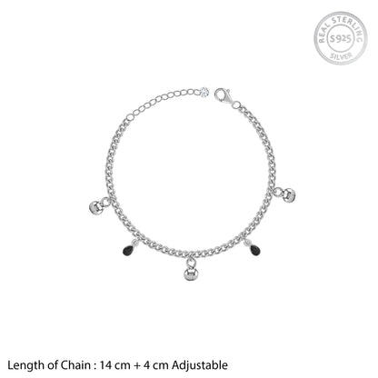 Silver Black Shine Kids Anklet (1 - 5 Years)