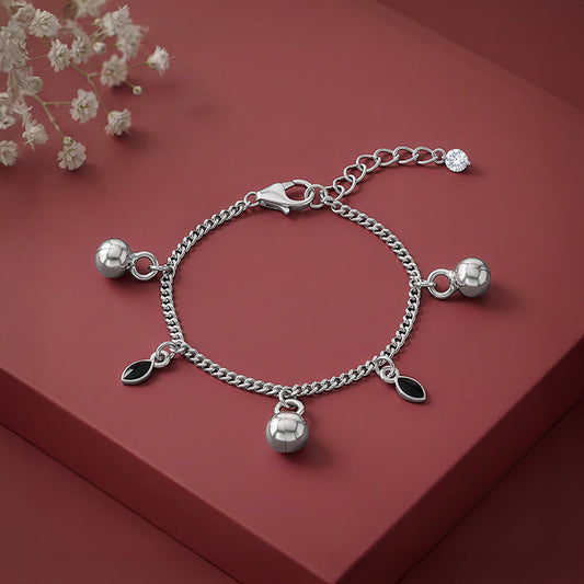 Silver Black Shine Kids Anklet (1 - 5 Years)