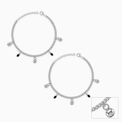Silver Black Shine Kids Anklets (1 - 5 Years)