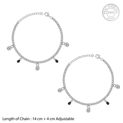 Silver Black Shine Kids Anklets (1 - 5 Years)