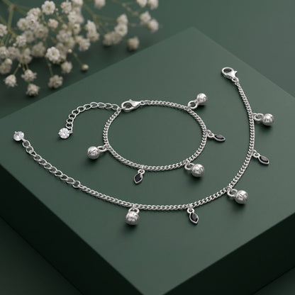 Silver Black Shine Kids Anklets (1 - 5 Years)