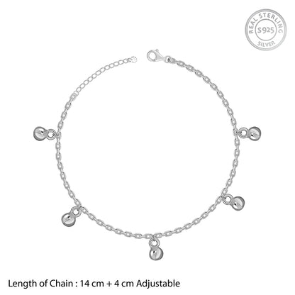 Silver Sol Circle Kids Anklet (1 - 5 Years)