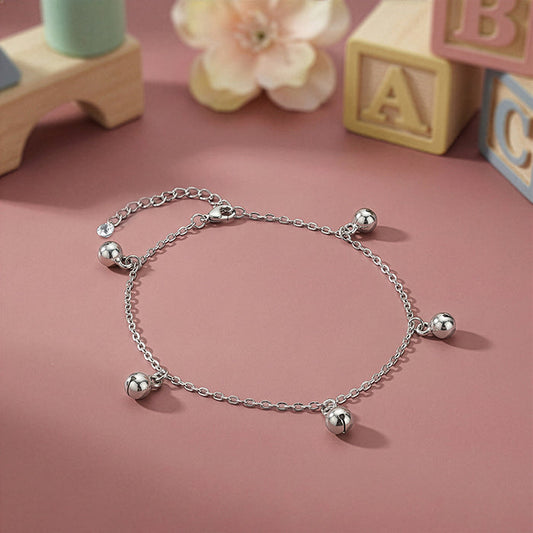 Silver Sol Circle Kids Anklet (1 - 5 Years)