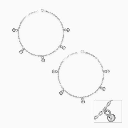 Silver Sol Circle Kids Anklets (1 - 5 Years)