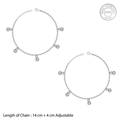 Silver Sol Circle Kids Anklets (1 - 5 Years)