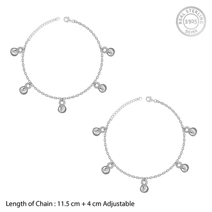 Silver Sol Circle Kids Anklets (0 - 1 Years)