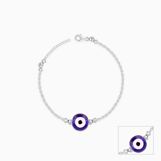 Silver Evil Eye Cutie Kids Anklet