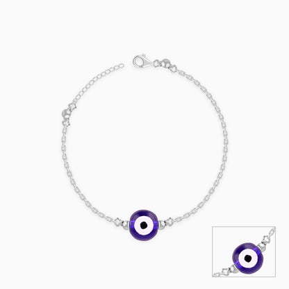 Silver Evil Eye Cutie Kids Anklet Pair