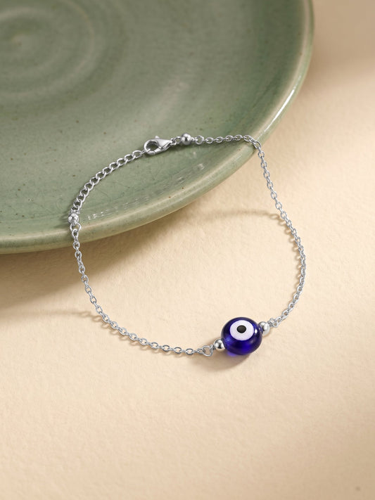 Silver Evil Eye Cutie Kids Anklet