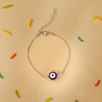 Silver Evil Eye Cutie Kids Anklet Pair
