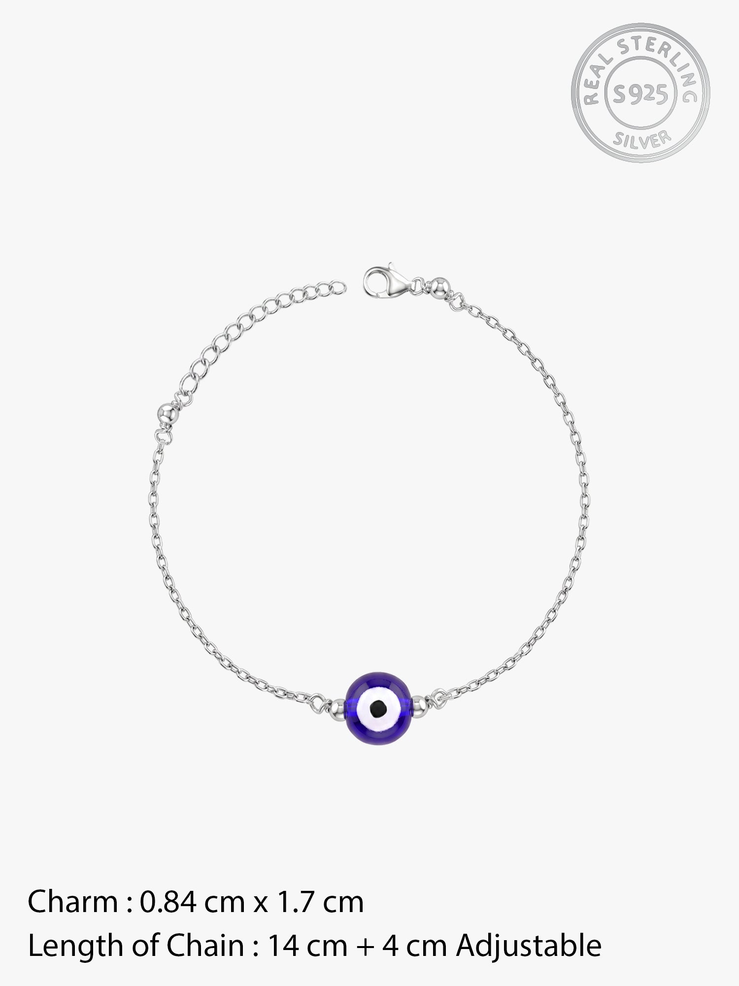 Silver Evil Eye Cutie Kids Anklet