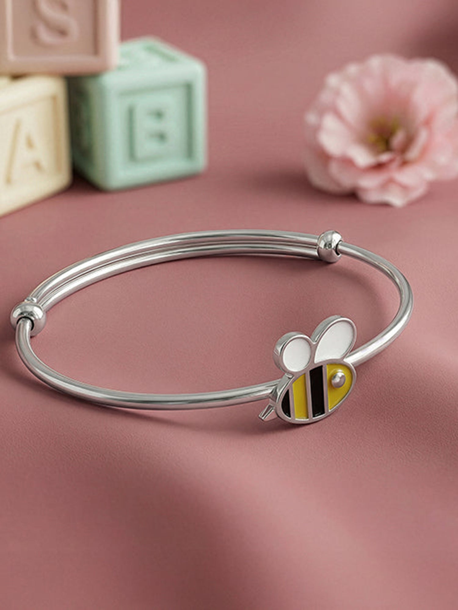 Silver Honey Pop Kids Bangle Bracelet