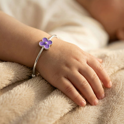Silver Violet Wink Kids Bangle Bracelet