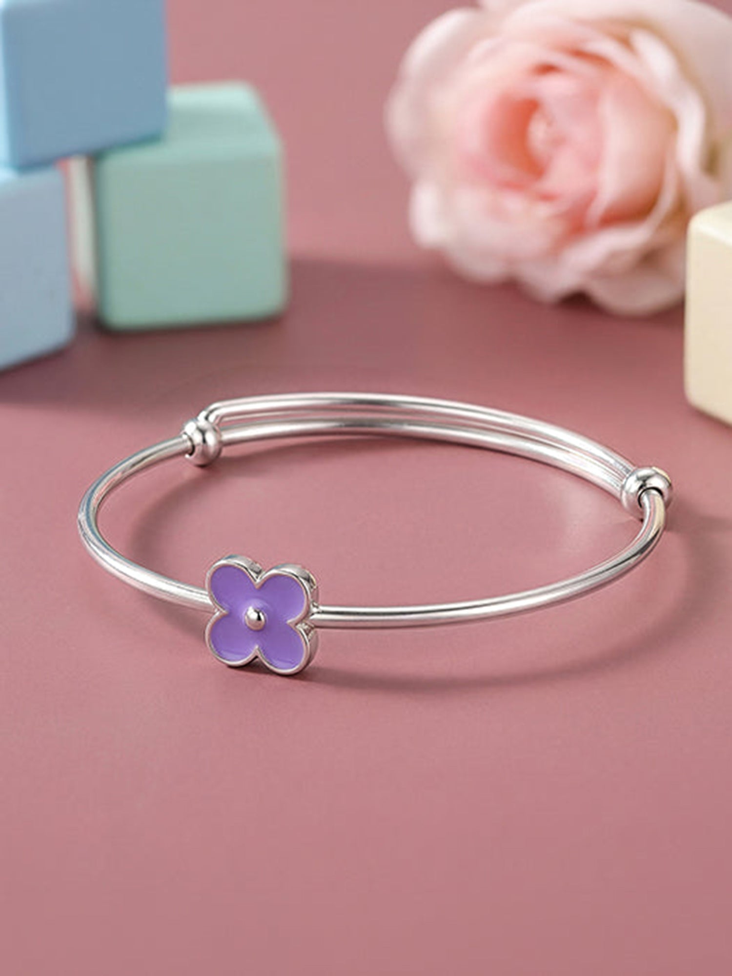 Silver Violet Wink Kids Bangle Bracelet