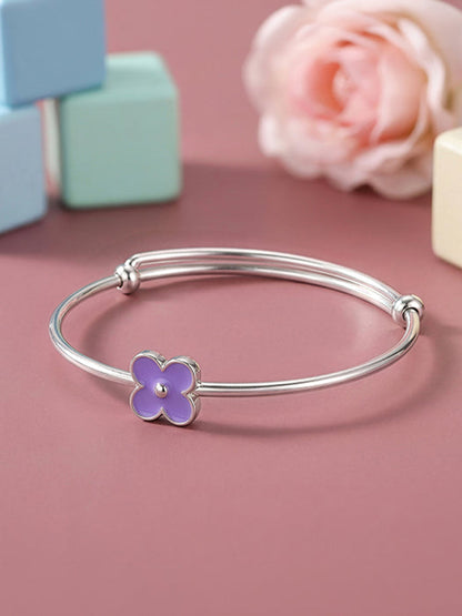 Silver Violet Wink Kids Bangle Bracelet