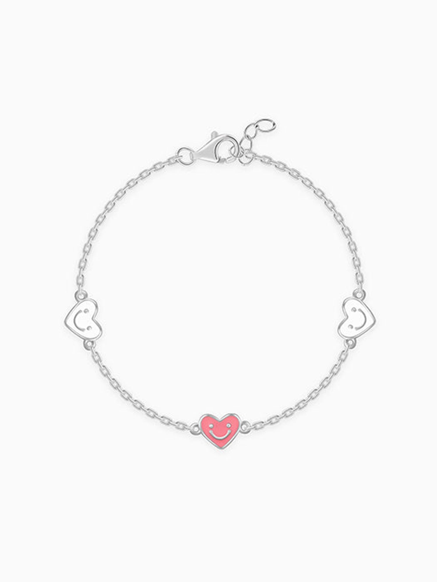 Silver Smiley Love Kids Bracelet