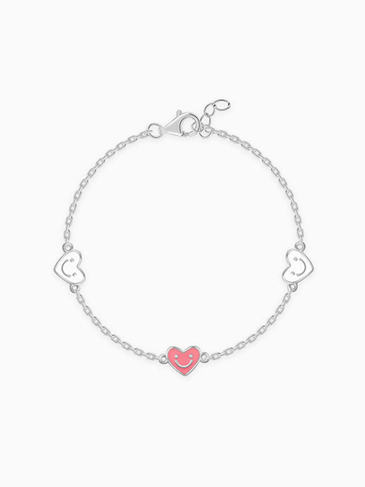 Silver Smiley Love Kids Bracelet