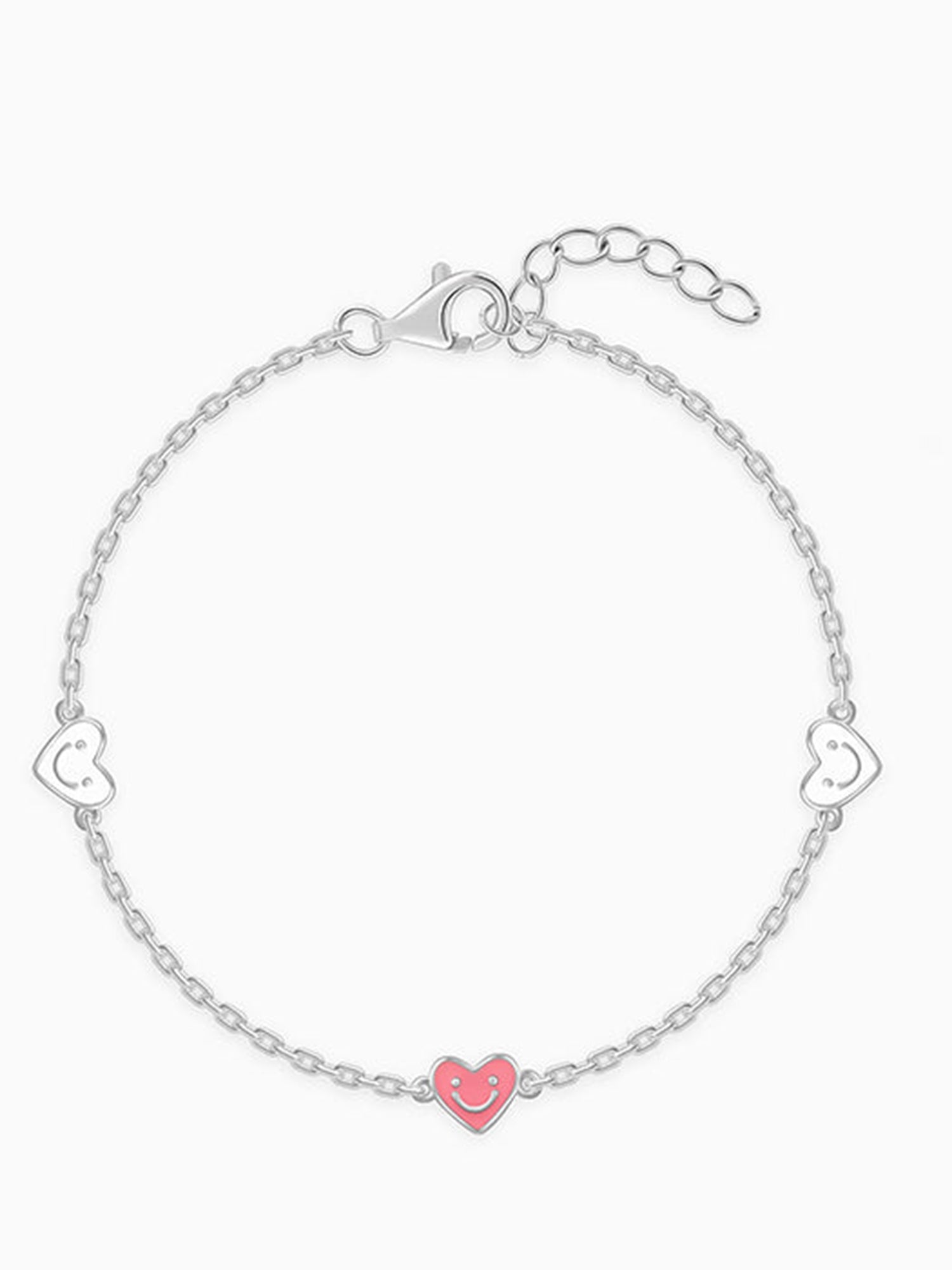 Silver Smiley Love Kids Bracelet (2 - 8 Years)