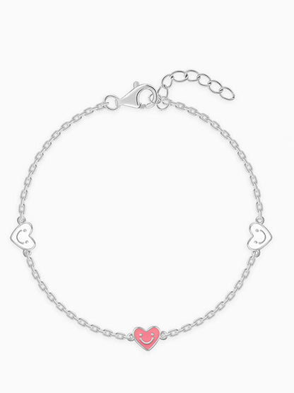 Silver Smiley Love Kids Bracelet (2 - 8 Years)