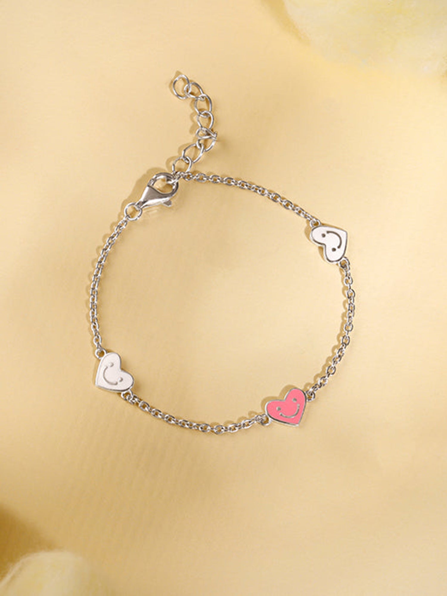 Silver Smiley Love Kids Bracelet (2 - 8 Years)