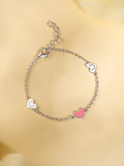 Silver Smiley Love Kids Bracelet (2 - 8 Years)