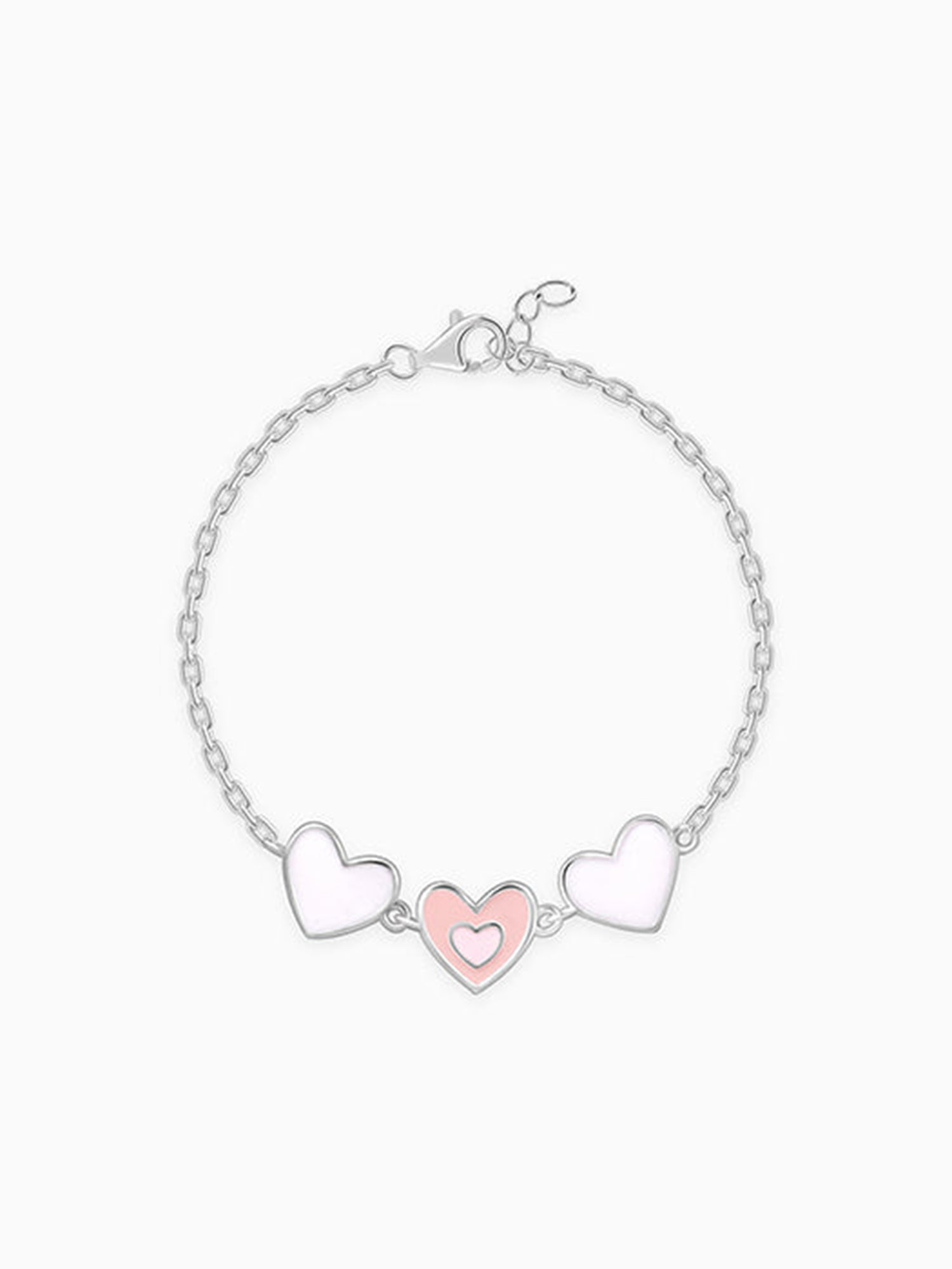 Silver Pookie Hearts Kids Bracelet