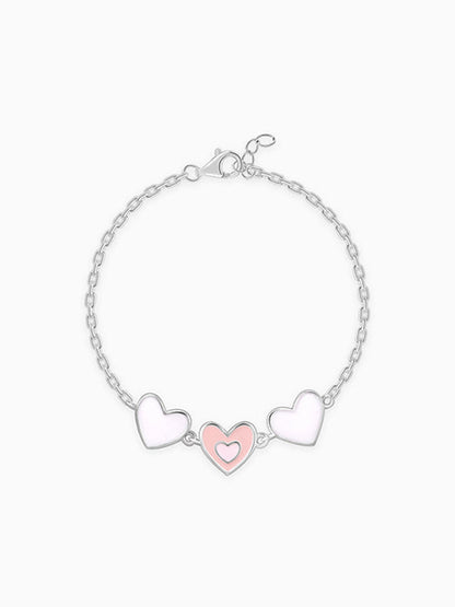 Silver Pookie Hearts Kids Bracelet