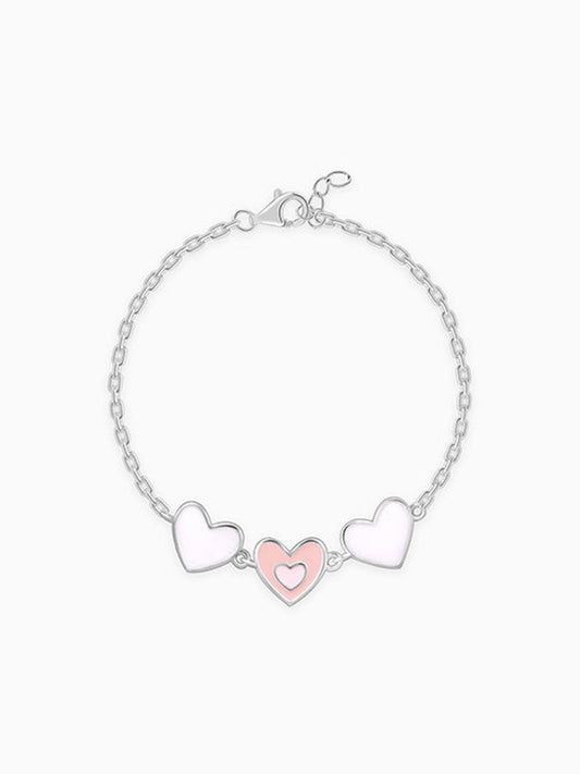 Silver Pookie Hearts Kids Bracelet