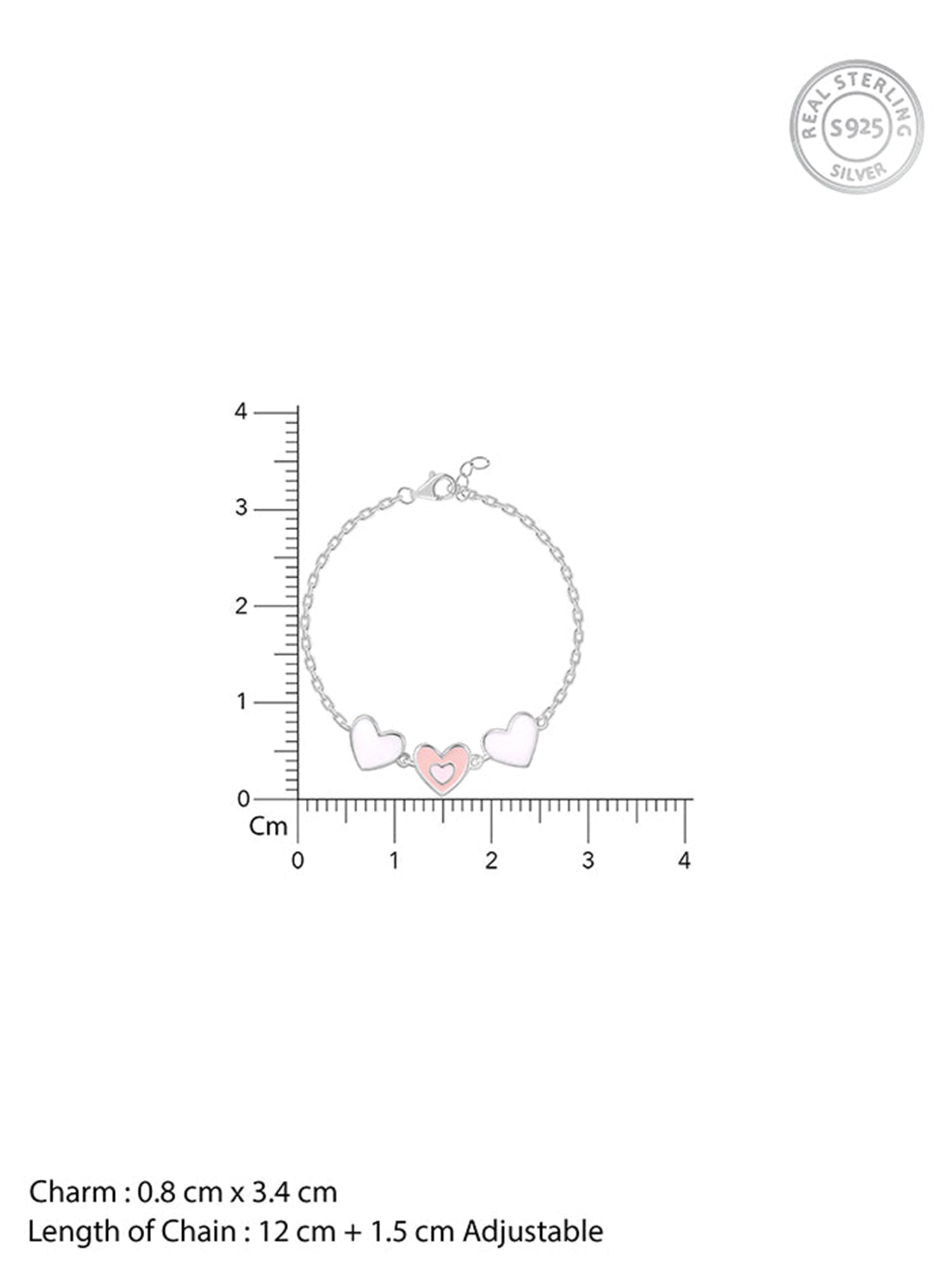 Silver Pookie Hearts Kids Bracelet