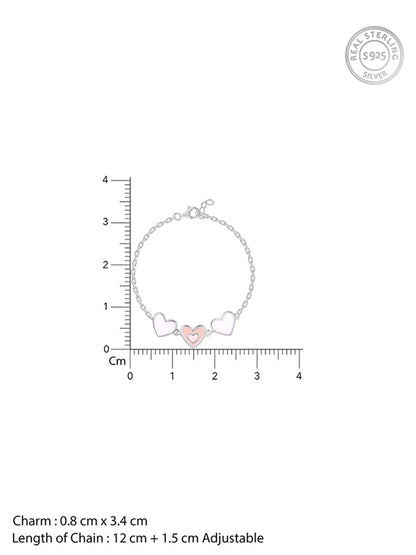 Silver Pookie Hearts Kids Bracelet